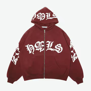 Sweats en coton pour hommes à la mode avec sweat à capuche zippé 450 GSM poids lourd motif solide Logo personnalisé surdimensionné pour l'hiver - Product Image 3