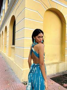 2025 nuevo atractivo Tie Dye verano Mujer largo Maxi sin mangas suelto ajustado verano vacaciones Resort traje largo sin espalda Maxi vestido - Product Image 3