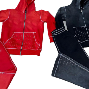 Chándal Vintage con estampado gráfico de estilo Y2K, chándal Vintage desgastado, conjunto de 2 piezas con capucha y pantalones de chándal acampanados, chándal para hombre - Product Image 1