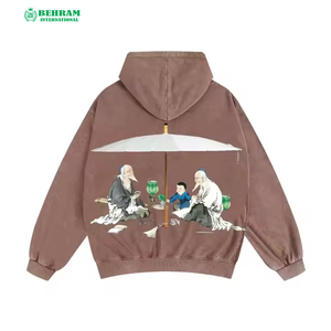 เสื้อฮู้ดซิปแบบกำหนดเองสำหรับทุกเพศ ผลิตจากผ้าฝ้าย 100% ระบายอากาศได้ดี แห้งเร็ว ทรงปกติ เหมาะสำหรับฤดูหนาว สีซีดแบบซันเฟด ล้างสีแบบแอซิดวอช - Product Image 2