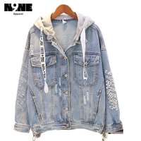 Chaqueta Bomber de Mezclilla con Capucha para Mujer, Transpirable, de Algodón, Impermeable, Resistente al Viento, Reversible, con Mangas Desmontables