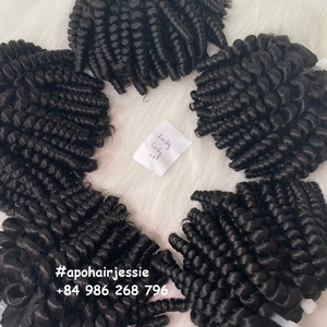 Extensiones de cabello humano Remy virgen doble rizado de 14 pulgadas superventas tipo de cabello vietnamita trama de máquina negra - Product Image 1