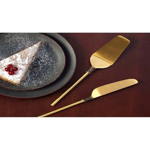 Rebanador y espátula chapada en oro de acero inoxidable, con mango de diseño, rebanador de aspecto único de acero inoxidable y espátula para servidor de pasteles - Product Image 2