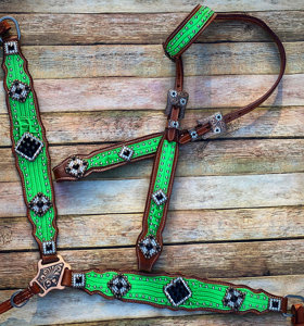 Cabestro, Brida, Pechera y Riendas para Caballo Estilo Western, Precio Accesible, Cuero con Diseño Floral Repujado, Hecho a Mano, Pechera Completa - Product Image 4