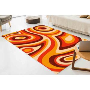 Tapis à motifs orange Groovy : Décoration moderne pour la maison, Tapis imprimé, Tapis en chenille - Product Image 3