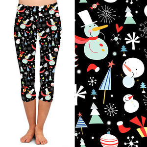 Fête de noël taille haute Leggings pour femmes filles Capri imprimer conception mince Fitness pantalon taille élastique fermeture genou longueur - Product Image 4