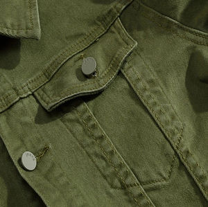 Abrigos Vaqueros de Manga Larga Estilo Urbano, Material de Algodón Resistente, Prenda de Moda para Uso Diario Informal - Product Image 3