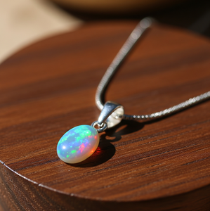 Pendentif bohème en forme de goutte, opale éthiopienne de qualité naturelle, pierre de cristal de guérison, serti de rhodium, tendance - Product Image 1