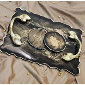 New Round Shape Handmade Design Resin Serving <b>Tray</b> Single Piece for Flat Restaurants & Hotels <b>Dinner</b> Servings - Product Image 5