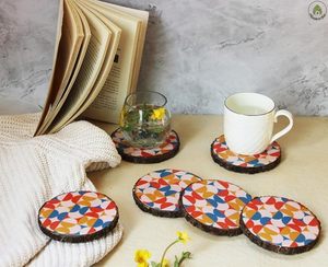 Handmade High Quality Natural Solid Wooden Printed Bohemian Style Eco-Friendly Customized Design Decorative <b>Drink</b> <b>Coaster</b> for - Product Image 6
