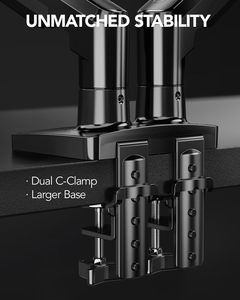 ขาตั้งจอคู่ ปรับได้เต็มที่ สำหรับจอเกมมิ่ง ติดตั้งบนโต๊ะ รองรับหน้าจอคอมพิวเตอร์ ปรับได้ทุกทิศทาง รองรับมาตรฐาน VESA พร้อมที่ยึดแบบ C-Clamp และฐานแบบ Grommet - Product Image 3