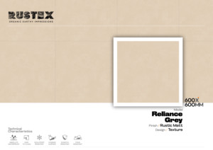 Carreaux de porcelaine résistants à l'eau aspect béton 60x60cm Reliance Gris-Finition mate rustique Carreaux antidérapants 600x600mm pour l'intérieur - Product Image 3