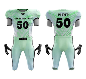 Uniforme de fútbol americano de sublimación de estilo personalizado, uniforme de secado rápido transpirable totalmente personalizado hecho en Pakistán - Product Image 1