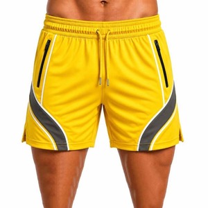 Shorts de sport pour homme à séchage rapide avec bande latérale et cordon de serrage à la taille, noir et gris - Product Image 5