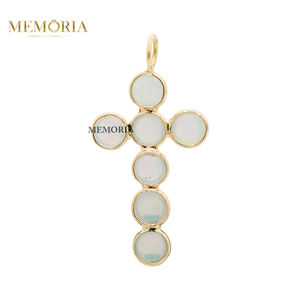 Forma redonda natural ópalo australiano piedra preciosa 18K oro amarillo sólido hecho a mano mujeres colgante joyería para venta al por mayor - Product Image 5