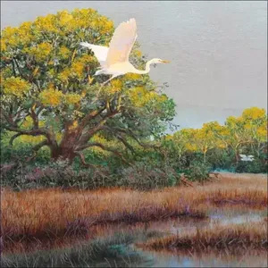 Robert Binks Wildlife Art Egret Bird Accent & Decor Tile REB028AT - Product Image 1