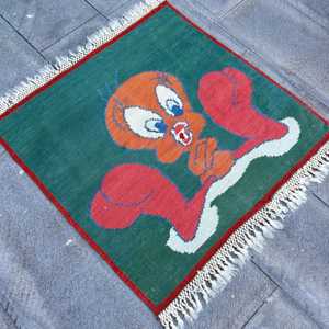 Tapis vintage, tapis de 2,8 x 2,8 pieds, tapis turc en laine orientale verte - Product Image 2