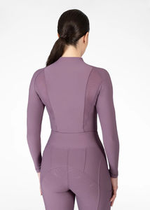 Camiseta de equitación atlética para mujer, transpirable, ligera, de tejido elástico que absorbe la humedad, camisa ecuestre de verano, servicio OEM - Product Image 6