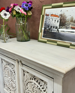 Whitewashed Hand-Carved 2-Door <b>Sideboard</b> - Product Image 2