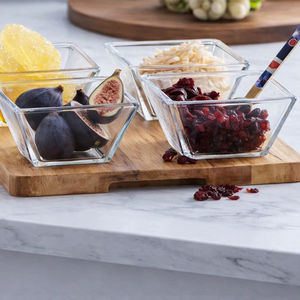 Bol en verre et plat de service en bois d'acacia - Product Image 1