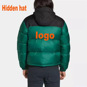OEM Custom Logo Men's Winter Reversible Windproof Puffer Jacket <b>Plus</b> <b>Size</b> Bubble <b>Coat</b> Zipper Canvas Cotton Customized Colorblock - Product Image 2