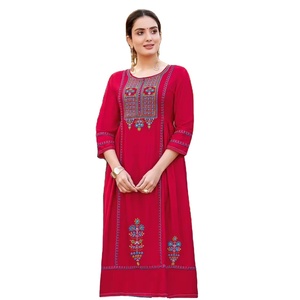 Kurtis de Rayón con Bordado y Trabajo Manual para Mujer al por Mayor - Product Image 5