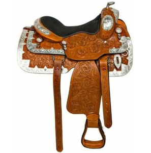 Selle de cheval en cuir Western Pleasure pour la randonnée, fabrication pakistanaise, selle de course équestre, vente en gros, design à siège haut, randonnée à cheval - Product Image 2