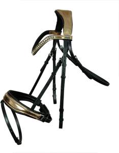 Nouvelle bride de confort en cuir violet pour chevaux rembourrée avec coutures contrastées - Product Image 5