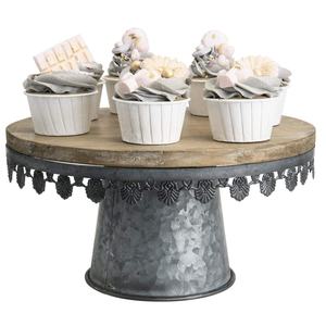 Support à gâteau sur pied galvanisé avec dessus en bois pour servir des gâteaux Support décoratif pour la décoration de fêtes et d'événements Vente à chaud - Product Image 1