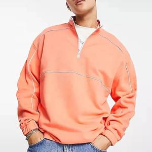 เสื้อสเวตเชิ้ตมีฮู้ดสำหรับผู้ชายเสื้อสเวตเชิ้ตแนวสตรีทเสื้อสเวตเชิ้ตผ้าคอตตอนแบบซิปตั้งครึ่งคอลโลโก้ออกแบบได้ตามต้องการ - Product Image 1
