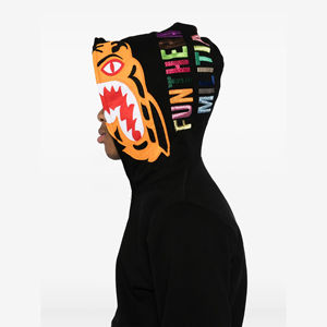 <b>Graphic</b> <b>Hoodie</b> Winter Digital 100% Cotton <b>Zip</b>-<b>Up</b> <b>Hoodie</b> Trendy Street Style Breathable Windproof Eco-Friendly Black Wholesale - Product Image 5