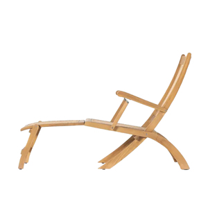 Chaise longue confortable en rotin naturel et bois de teck - Product Image 3