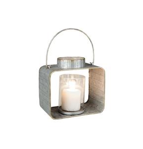 Linterna de vela galvanizada con juego de vidrio transparente de 2 linterna decorativa de festival para uso doméstico y en el jardín - Product Image 2