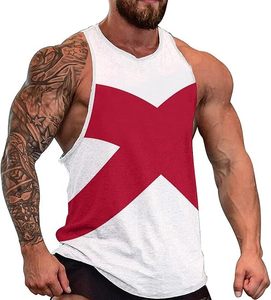 Camiseta sin mangas con cuello redondo y estampado digital de la bandera del estado de Alabama para hombre, 100% algodón, tejida, deportiva, para entrenamiento, gimnasio y fitness. - Product Image 1