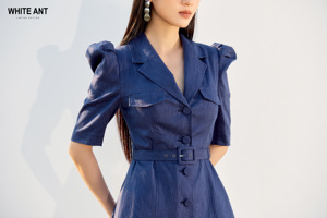 Vestido largo de diseño de lujo para mujer 100% algodón orgánico Rita funda bolso vestido marca de moda sostenible fabricante vietnamita - Product Image 4