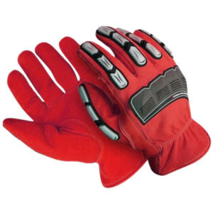 Venta caliente Guantes de seguridad industrial Cuero de grano de vaca con inyección de TPR Abrasión Trabajo mecánico de construcción resistente al calor - Product Image 5