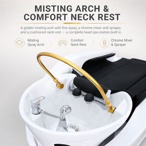 Chaise de massage électrique pour shampoing avec lumière LED, arche de brumisation, unité de lavage en position allongée, équipement de spa capillaire pour salon - Product Image 3
