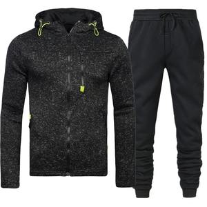 Ensembles de vêtements de sport décontractés pour hommes Sweat-shirt à capuche et pantalon à fermeture éclair Ensemble deux pièces avec impression numérique pour l'hiver - Product Image 2