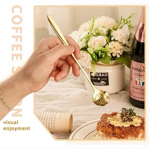 Cuillère en laiton Star Design pour café thé cuillère à remuer longue poignée crème glacée en acier inoxydable 4 pièces cuillères en laiton à vendre par HF CRAFTS - Product Image 2