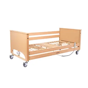 Folding Wooden Electric Adjustable 5-Function Home Nursing Profiling Care Bed For Elderly Patients