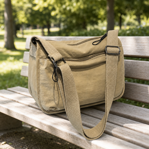 Nylon <b>Messenger</b> <b>Bag</b> Casual Solid Colour <b>Crossbody</b> Shoulder <b>Bag</b> Unisex with Wide Strap - Product Image 3