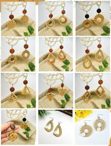 Pendientes de ratán hechos a mano de material de ratán natural, elegantes pendientes de ratán ligeros para uso diario de Vietnam 99 GOLD - Product Image 5