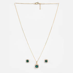 Ensemble de bijoux classique en or rose plaqué or avec diamant et zircon vert solitaire pour les cadeaux de mariage et de fête - Product Image 4