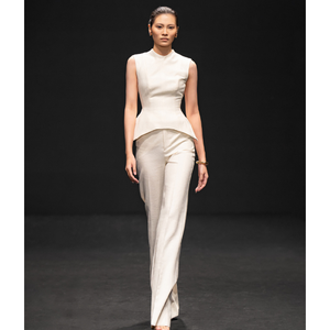 Pantalon de bureau pour femme de haute qualité MIRRI SAND JACQUARD PANTALON À JAMBE DROITE Jambe droite Sable Jacquard Casual Vêtements pour femme - Product Image 4