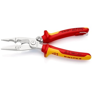 Pince à électricien KNIPEX 200 mm VDE, poignées multi-composants chromées, fixation à ressort, pince longue à œillet - Product Image 4