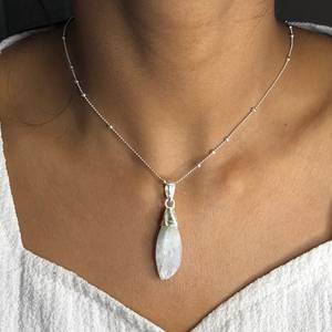 Collar con colgante de plata de ley 925 bohemio hecho a mano con piedra lunar en bruto, piedra preciosa rodio y chapado en oro, regalo para mujer - Product Image 5