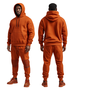 Conjunto Deportivo Premium de Algodón Grueso con Paneles Contorneados, Sudadera con Capucha Oversize y Pantalones Jogger, Fabricante OEM - Product Image 2