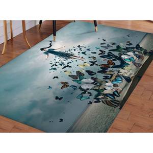 Tapis Femme et Papillons : Art Moderne, Décoration de Salon, Tapis Imprimé, Tapis en Chenille - Product Image 4