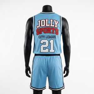 Premium Breathable Polyester Mesh Short Set <b>Light</b> Blue Rib Stripe V <b>Neck</b> Collar Side Panel Custom Logo short set for men's - Product Image 4