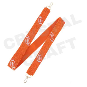Correa de cuentas naranja personalizada para accesorios de moda correas de bolso de cuentas de semillas de oro blanco correas de monedero de fútbol personalizadas - Product Image 1